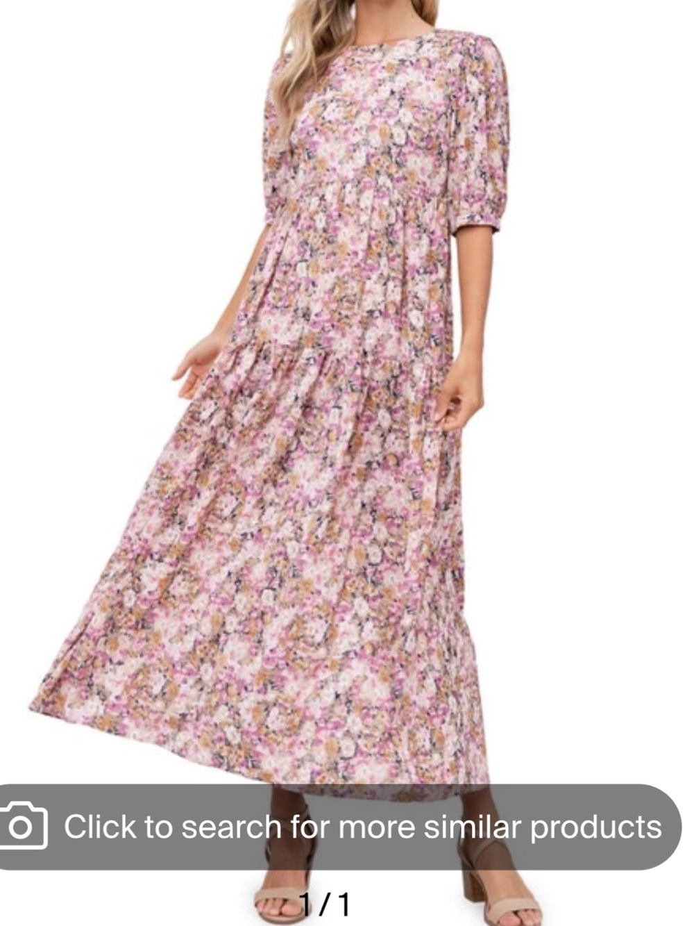 En Saison Open Back Floral Pink and Cream Tiered Dress